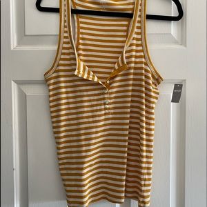 Yellow and white Henley tank